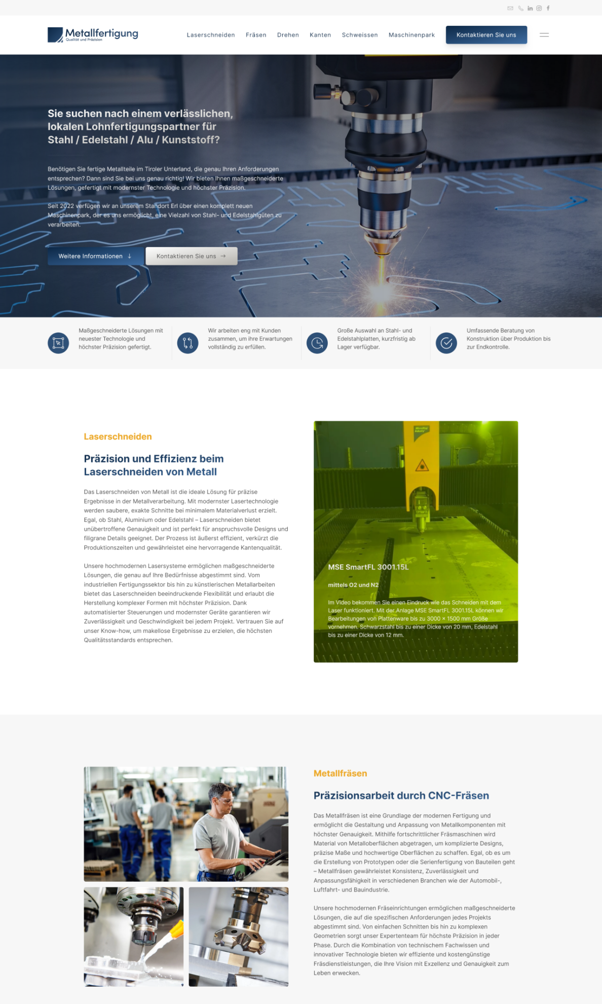 Metallfertigung Laserschneiden website preview